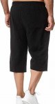 Men's Long Linen Knee Pocketed 3/4 Summer Drawstring Capri Pant